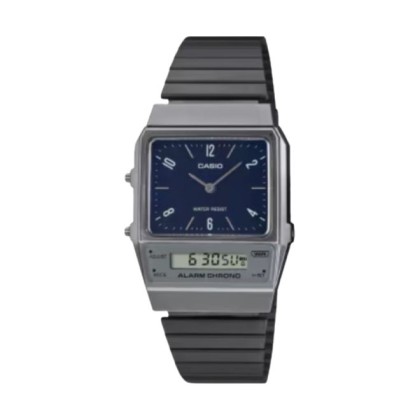 CASIO VINTAGE AQ-800EB-2A BLACK STAINLESS STEEL BAND ANALOG-DIGITAL UNISEX WATCH